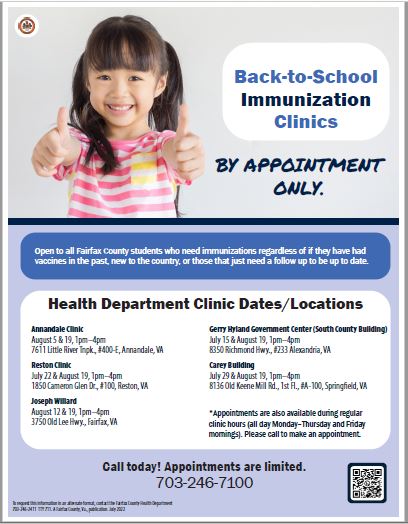 Health Department immunizations flyer