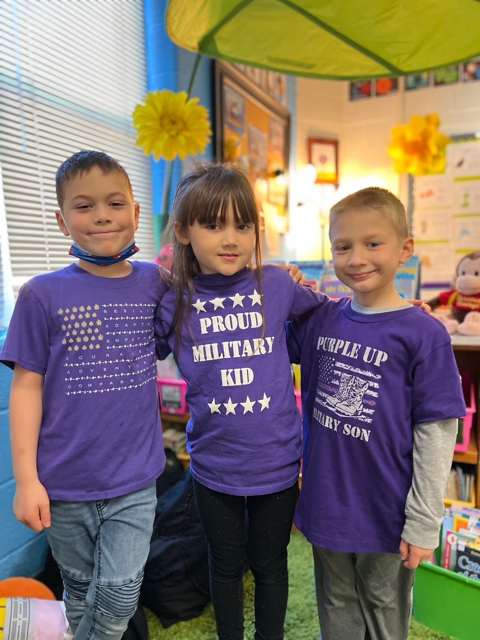 Students dressed in purple