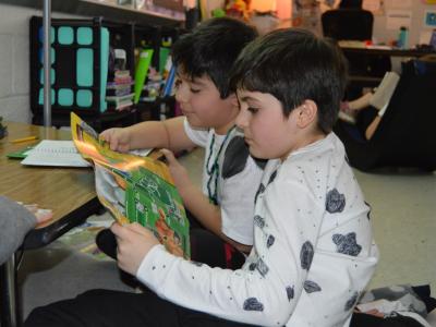 Students Reading on Character Day